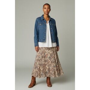 Cabi Womens Medium Wash Denim Jacket Mismatched Decorative Buttons Blue Size M